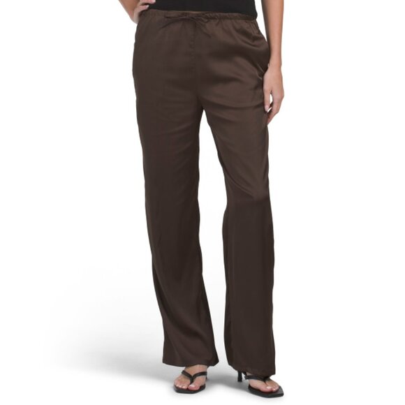LOVE TREE Brown Satin Pull On Pants - Picture 1 of 2